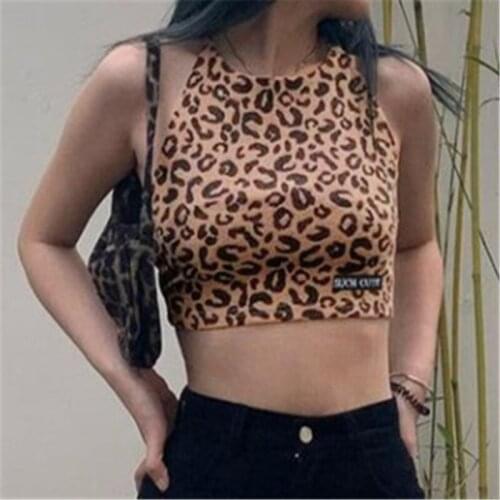 Leopard Print Backless Sexy Women Tube Top Cropped 2021 New Clubwear Criss-cross Lace-up Bowknot Tank Vest Streetwear