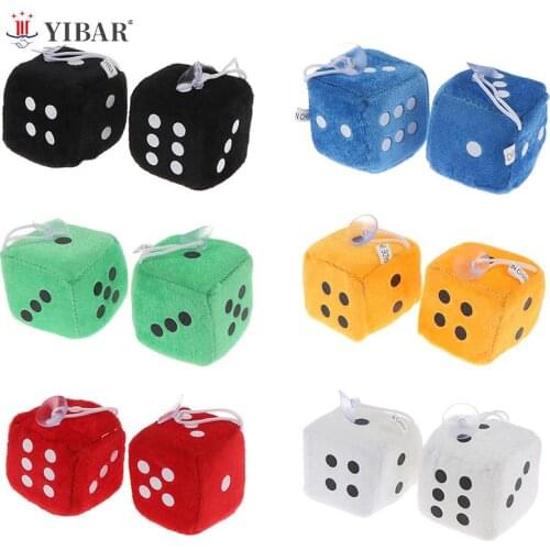 1 Pair Fashion Auto Car Fuzzy Dice Dots Rear View Mirror Hanger Decoration Car Styling Interior Accessorie