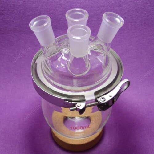1000ML 4-neck Reaction Flask,Separately Flask(round Bottom),with Clamp