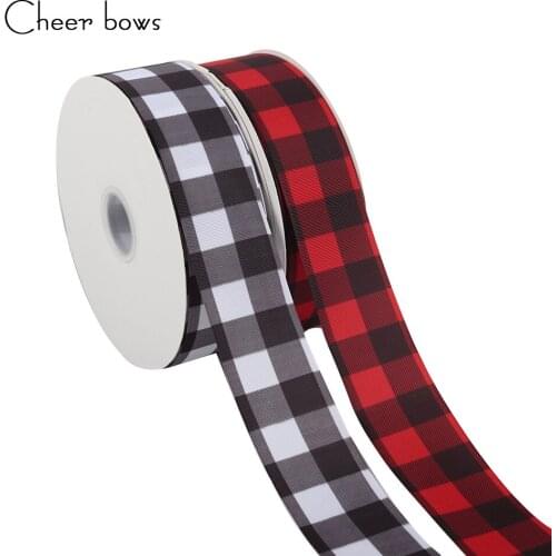 2Y/lot 2''50mm Checker Printing Grosgrain Ribbon DIY Handmade Materials Holiday Decorations Material Home Textile Printed Ribbon