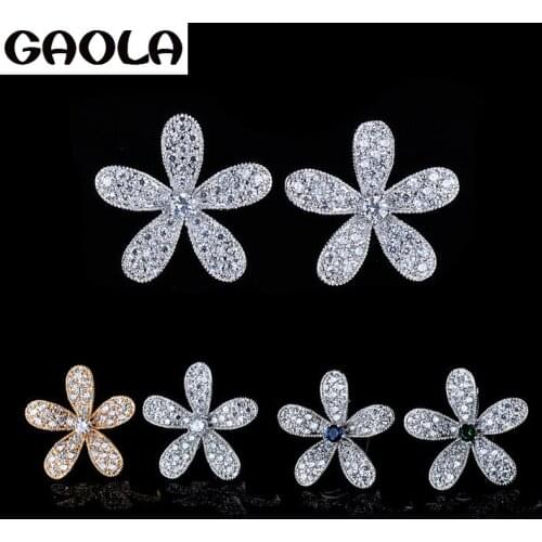 2015 New Fashion Stud Earrings CZ Silver Plated Flower Jewelry Best Gift For Woman For Party Wedding GLE3031