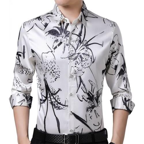 2021 Brand Long Sleeve Men Social Shirt Spring Streetwear Casual Floral Shirts Dress Mens Slim Regular Fit Clothes Fashions