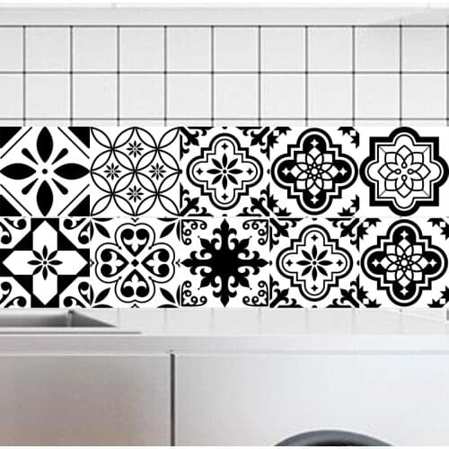 20x100cm Black and White Waterproof Tile Stickers Line Wall Sticker Kitchen Adhesive Bathroom Toilet Waterproof PVC Wallpaper
