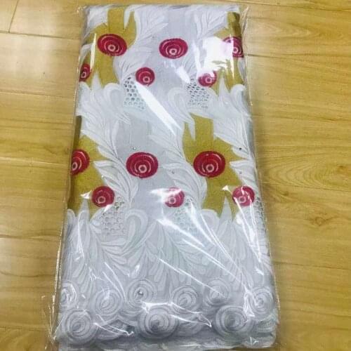 5Yards New Arrival Cotton African Swiss Voile Fabric With Stones Embroidery French Net Lace /Dubai Style Dress Material Nigerian