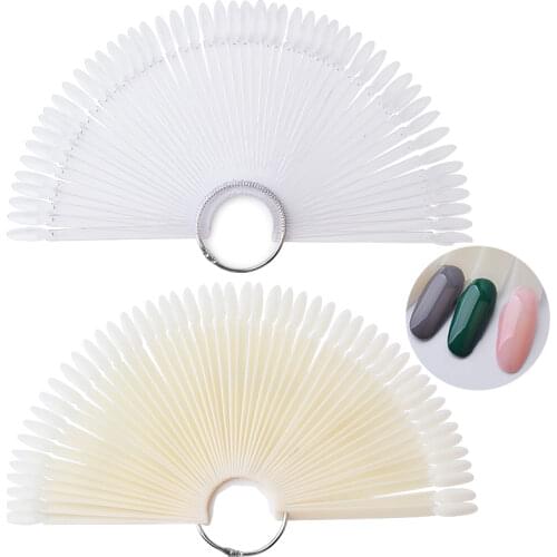 50 Tips Oval False Display Nail Art Fan Wheel Practice Board Tip Sticks Dipping Powder Colors UV Gel Nail Polish Display Chart