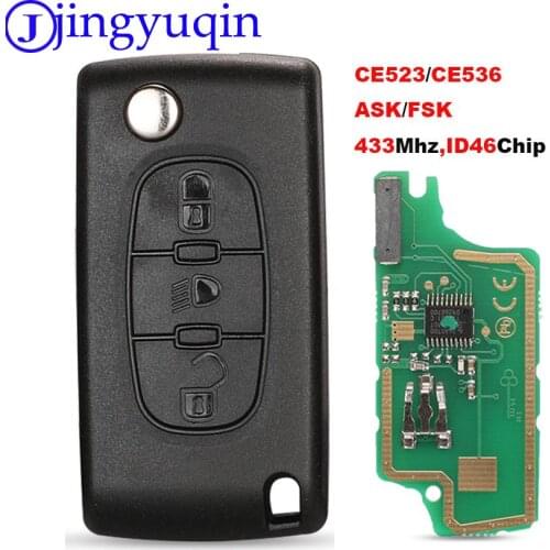 Jingyuqin Ce0523 Ce0536 ASK/FSK 433Mhz ID46 For Citroen C2 C3 C4 C5 C6 C8 Car Key VA2/HU83 Blade