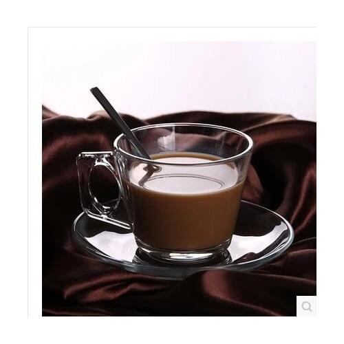 Lead - free glass coffee mugs cappuccino size heat - resistant mugs