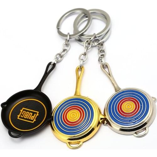HSIC Playerunknowns PUBG Keychain Game Eat Chicken New Skin Target Mini Pans Weapon Key Ring Holder Men Jewelry Gifts HC12815