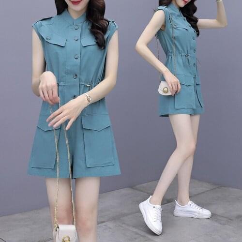 Tooling One Piece Suit Summer Korean Temperament Slim Jumpsuit Fashion One Piece Pants Salopette Enterizo Verano Mujer