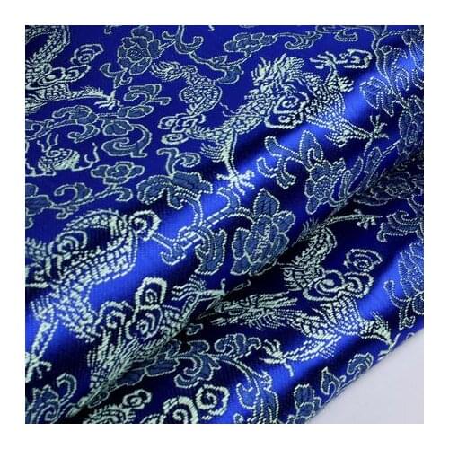 90cm*100cm Damask fabrics clothing edging decorative fabric dress brocade sapphire blue bottom Golden Dragon diy women dress
