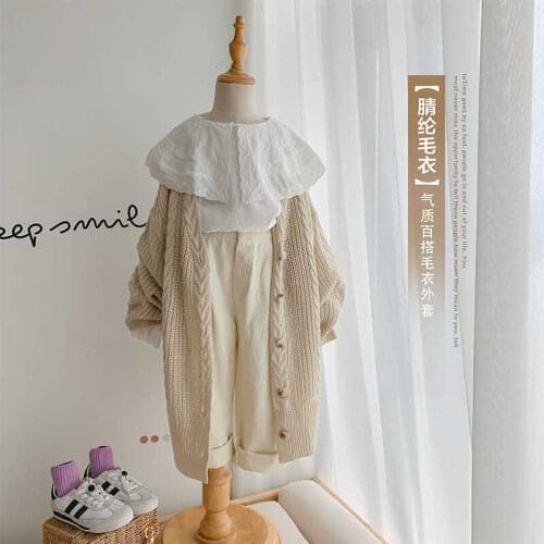 Girls Long Sweater Coat Autumn Outerwear Loose Tops Children Winter Knitted Teenage Girls Knitting Jackets