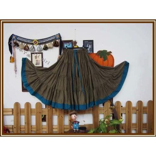 Cotton 4Tiered 18Yards Ats Gypsy Tribal Belly Dance Skirt With Border EI39