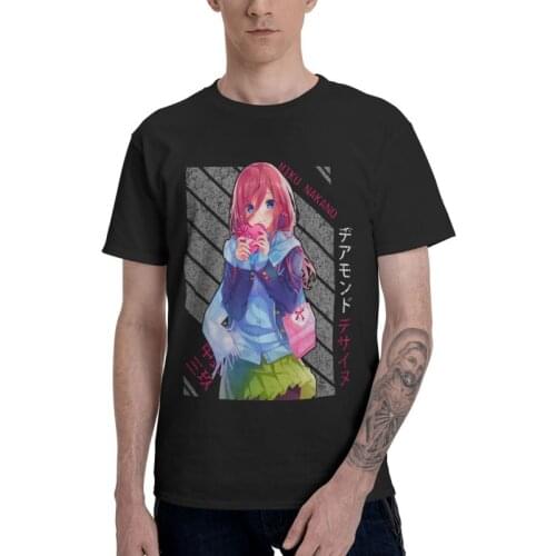 Miku Nakano T Shirt Men Short Sleeve Cotton T-shirt The Quintessential Quintuplets Miku V1 Go Toubun No Hanayome Tee Cool Tshirt