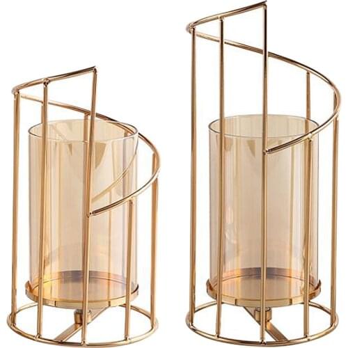 Geometric Centerpiece Candle Decoration Decorative Dining Table Candlestick Ornaments INS Nordic Style Electroplated Iron Art