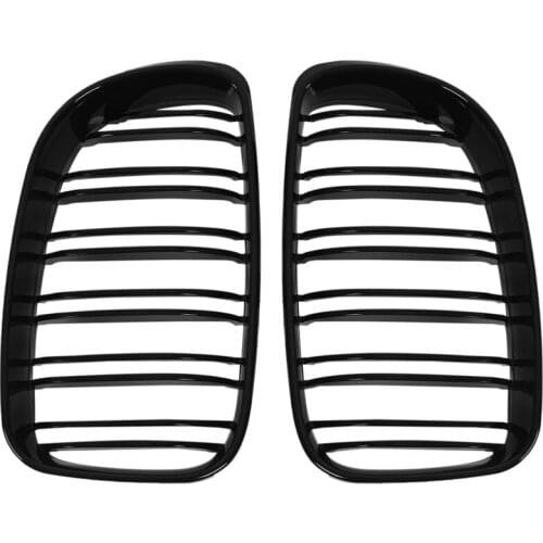 Glossy Black Dual Slats Front Kidney Grille Grill Replacement for BMW E81 E87 E82 E88 120I 128I 130I 135I Selected 2007-2011