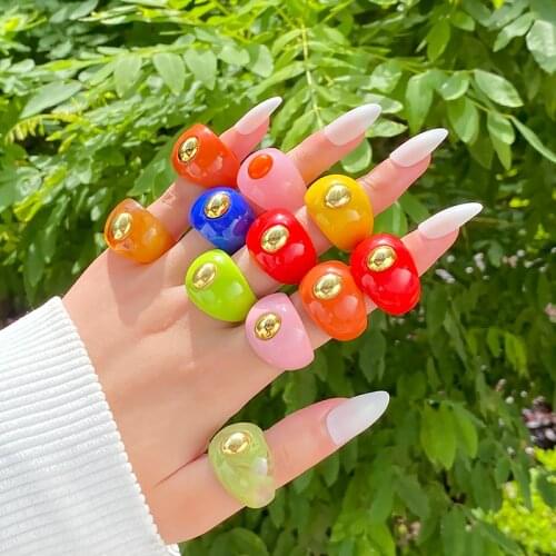 GuanLong Korea Elegant Ladies Engagement Womens rings Vintage Wedding Fashion Ring Colorful Minimalist Finger Rings for Girl