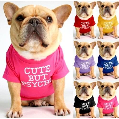 Quality Breathable Summer/Spring Dog Clothes Soft Letters Printed French Bulldog Pet Clothes New Fashion T-shirt For Dog