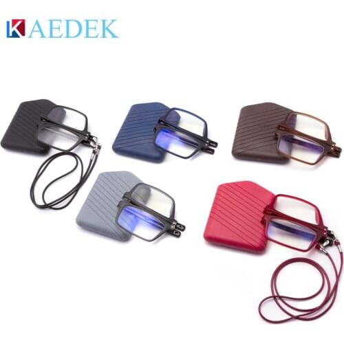 KAEDEK Portable Folding Reading Glasses Women Men Retro Marble Presbyopic Eyeglasses Foldable Hanging Neck Presbyopia Glasses