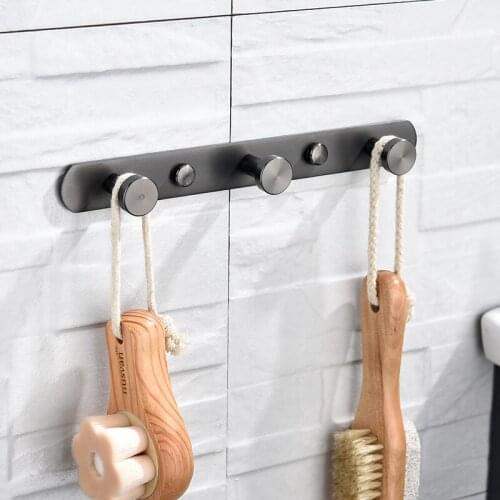 Stainless Steel Hooks Bathroom Accessories Wall Mount Clothes Coat Holder Rack Round Robe Hook 3-8 Hooks