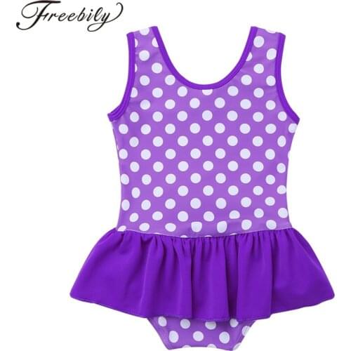 Summer Babys Swimwear Sleeveless Polka Dots Ruffle Swimsuits for Infants Clothing Toddlers One-piece Kids Baby Girls Swimwear