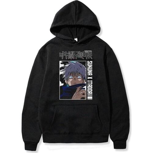 SUNOWE Anime Jujutsu Kaisen Hoodie Hip Hop Anime Pullovers Tops Loose Long Sleeves Autumn Man Clothers Casual Streetwear