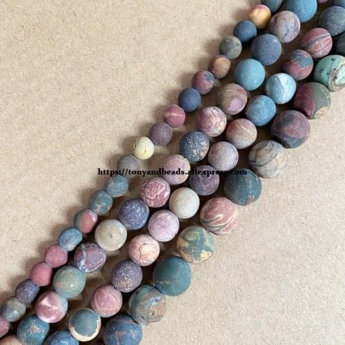 Natural Stone Matte Mixed Colors Picasso Jasper Round Loose Beads 15" Strand 4 6 8 10 12MM Pick Size For Jewelry Making DIY