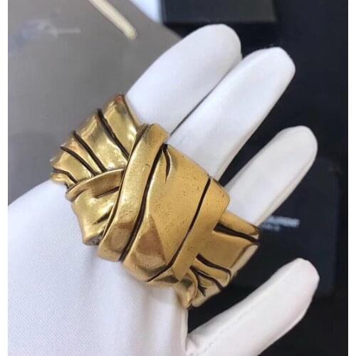 New Vintage Gold Color Bowknot Design Jewelry Knot Bracelet Vintage Bangle Big Cuff Bracelet Hot Brand Jewelry Fashion Bracelet