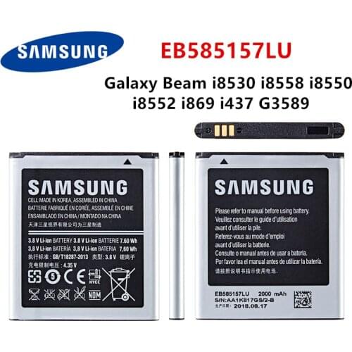 SAMSUNG Orginal EB585157LU Battery 2000mAh For Samsung Galaxy Beam i8530 i8558 i8550 i8552 i869 i437 G3589 Core 2 G355 G355H