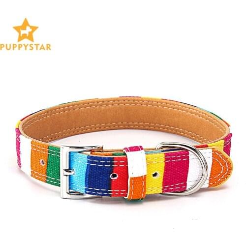 Dog Collar For Dogs Puppy Collar Striped Colorful Canvas Dog Collars Chihuahua Leashes For Dogs Pet Harness Pet Products LX0001