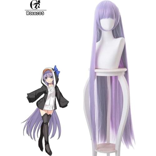 ROLECOS Game FGO Meltryllis Cosplay Wig Fate Meltlilith Cosplay Light Purple Wig 120cm Synthetic Long Hair Women
