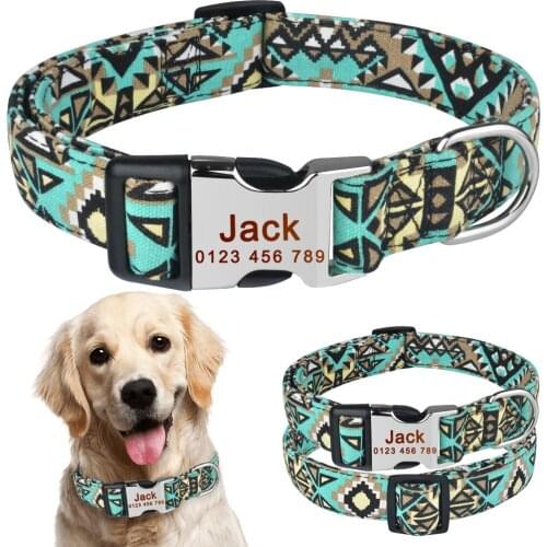 AiruiDog Personalised Dog Collar Pet Custom Engraved Name ID Tag For Boy Girl Dogs S M L