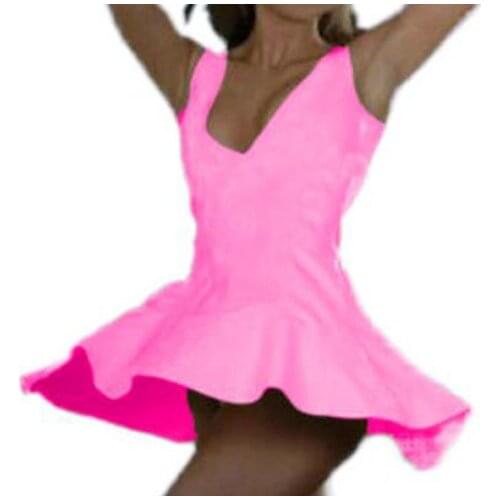 Sleeveless Dress Cute Kawaii Sweet Girl Dresses Pleated dress club party night office leisure stretch Slim mini PU PVC dress