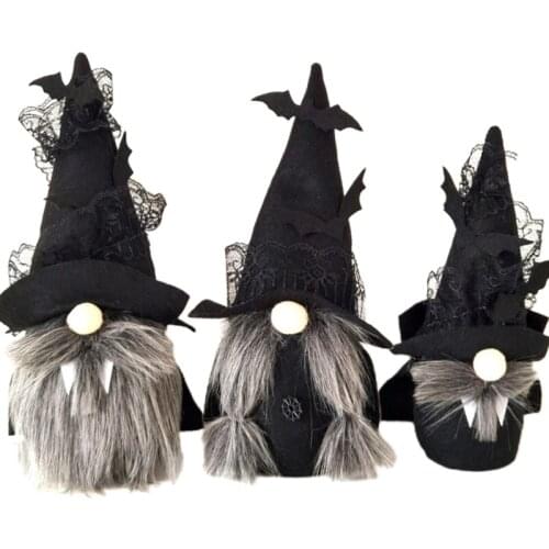 Halloween Gnomes Plush Dwarf Christmas Decorations Gnome Plush Holiday Esstentials Black Witch with Grey Beards Cloak