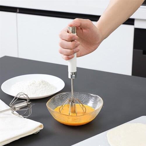 12in Semi-Automatic Eggbeater Stainless Steel Hand Push Egg Whisk Kitchen Whisk Egg Cream Stirrer Kitchen Cooking Tool