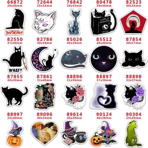 DIY Craft Supplies Sewing Accessories Cartoon Magic Black Cat Printed Planar Resins Mold 30 Pieces. PR-66872