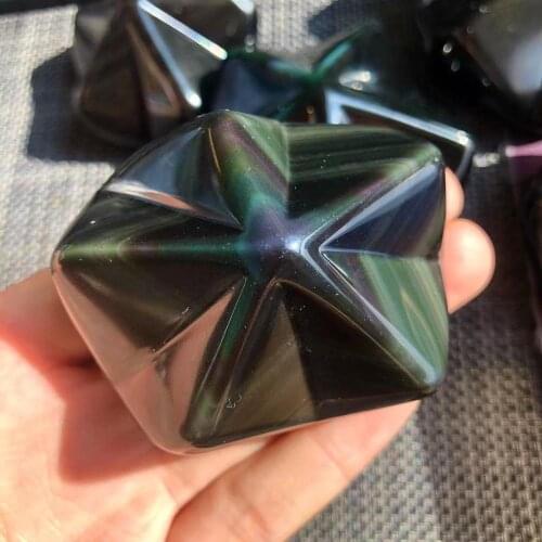 Natural Colored obsidian quartz crystal specimen Stones home decoration The big satellite star