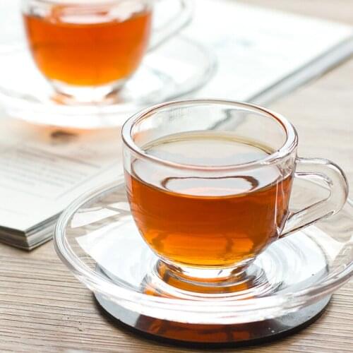 60ML Transparent Coffee Cup Heat Resistant Glass Coffee Cup Set Simple Condensed Cup Turkish Cup With Dish