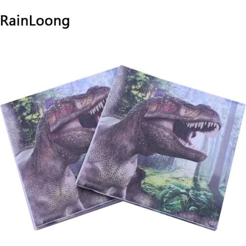 [RainLoong] Print Cartoon Patterned Dinosaur Paper Napkin For Party Decoration Decoupage 33*33cm 1 pack (20pcs/pack)
