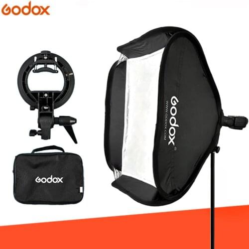 Godox Ajustable Flash Softbox 80cm * 80cm + S type Bracket Mount Kit for Flash Speedlite Studio Shooting