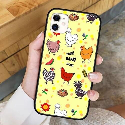 Cute seamless chickens pattern cartoon Phone Case For iPhone 11 Pro X XR XS Max 6 7 8 plus Samsung S8 S9 S10 S20 A10 A50