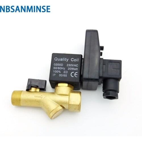 SR-B-15 G1/2 1.6 Mpa Automatic Electronic Drain Valve Air Compressor Auto Drain DC24V AC220V Brass Solenoid Valve NBSANMINSE