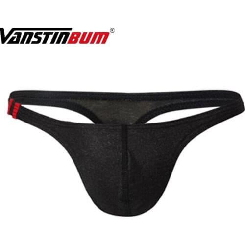 VANSTINBUM G-Strings and Thongs Sexy Mens Cotton T Back Thong Breathable Gay Man Low Waist Bikini U Pouch Jockstrap Underwear