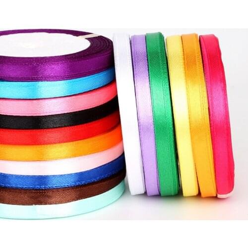 Fabric 10mm 25Yards Pink Silk Stain Polyester Bright Ribbon Embroidery Wedding Party Handmade Jewelry Braid Gifts Packing Supply