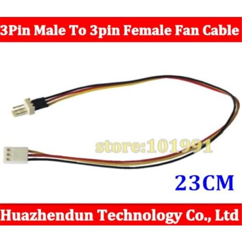 20pcs Computer 12V 3Pin Male To 3pin Female Fan Power Lengthen Extension Cable Wire 23CM Free shipping