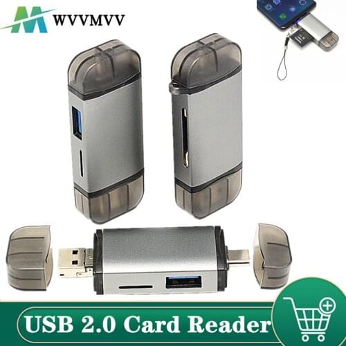 WVVMVV USB 2.0 Card Reader Type-c Micro-USB Smart SD TF U-disk Portable Reader Computer Phone Card Reading Device