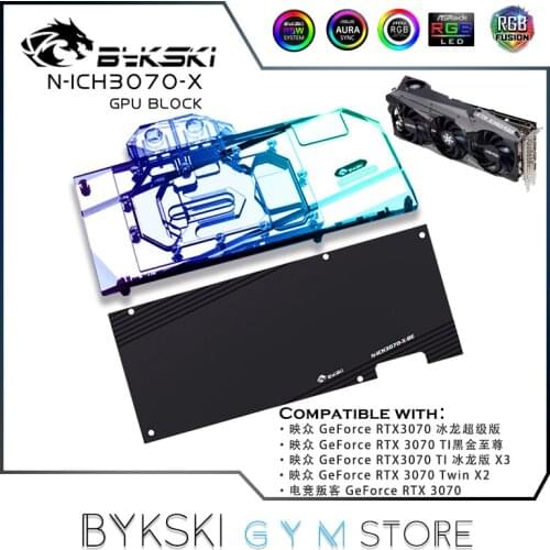 Bykski GPU Water Cooling Cooler For Inno3D GeForce RTX 3070 Ice Dragon Super Edition, GPU Water Block With Backplate N-ICH3070-X