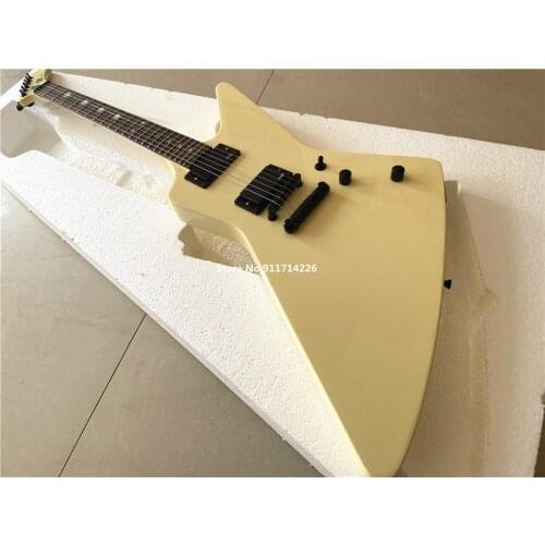 High quality customized version of cream yellow special-shaped electric guitar finger inlay can be customized free shipping
