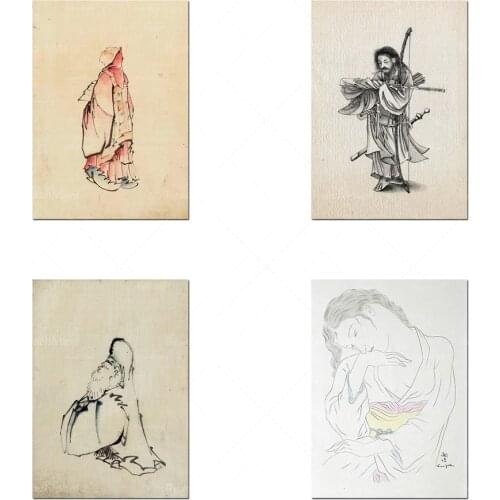 Japanese poster * Japanese line art print * * Samurai poster ** Japanese ink print "Fu Lu Shou: One of the Seven Lucky Gods * As