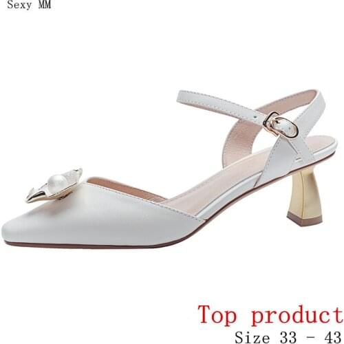 Women High Heels Pumps High Heel Shoes Stiletto Woman Party Shoes Kitten Heels Genuine Leather Small Plus Size 33 - 40 41 42 43