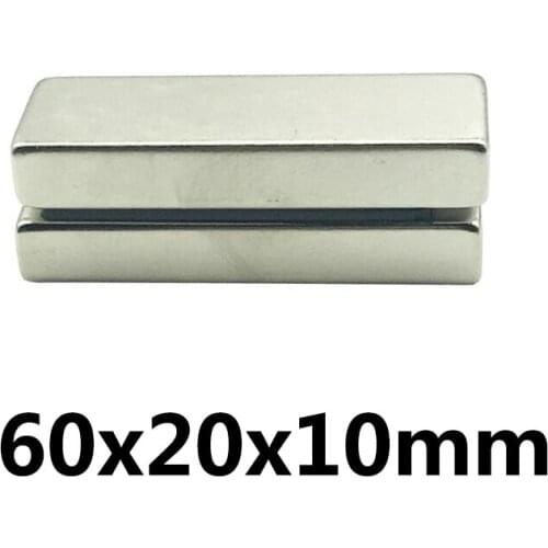 1~20PCS 60x20x10mm Super Strong Neodymium Magnet Strip Block Permanent Magnet 60x20x10mm Powerful Magnetic Magnets 60*20*10 mm